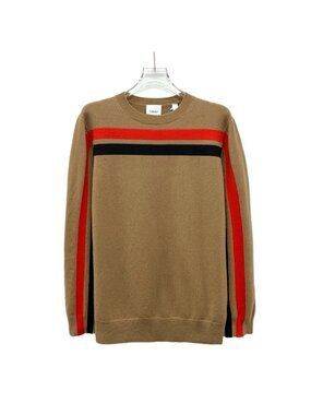 Burberry Dark Brown Striped Cashmere Round-Neck Long-Sleeve Knit Sweater